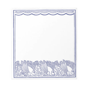 Aqua Blue Fishes Border Notepad
