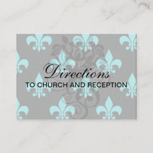 aqua blue fleur de lis pattern enclosure card