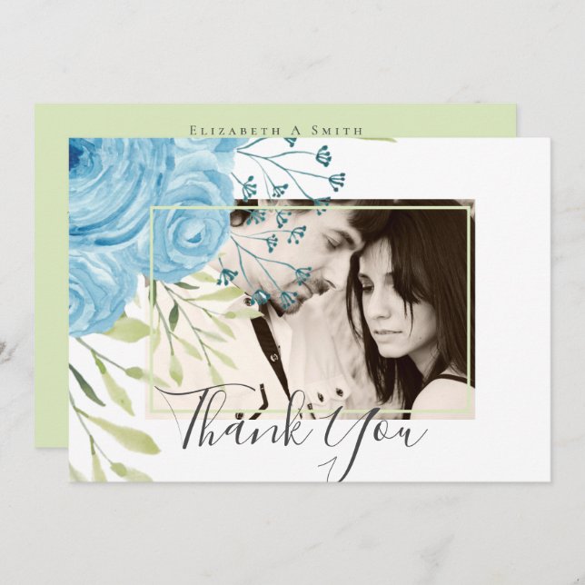 Aqua Blue Floral Wedding  (Front/Back)