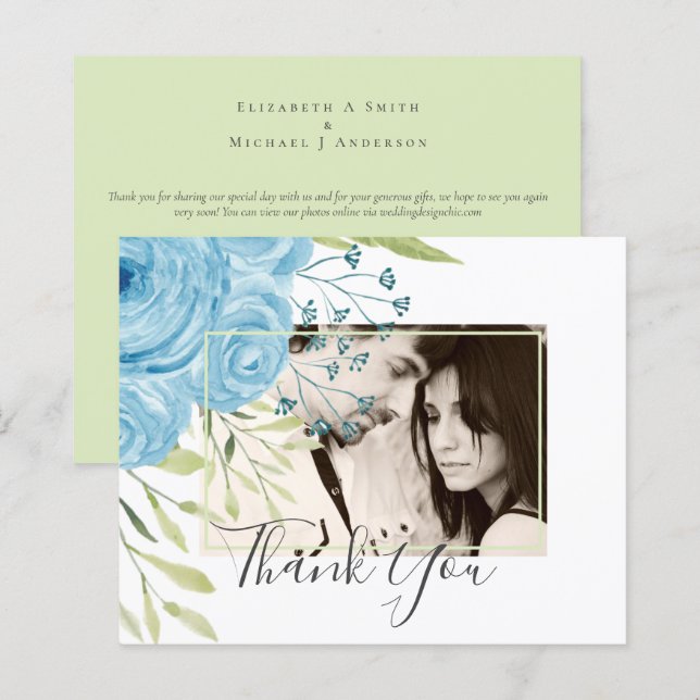 Aqua Blue Floral Wedding  (Front/Back)