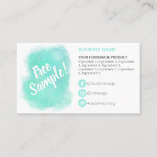 Aqua Blue Free Sample Ingredients Instructions Business Card