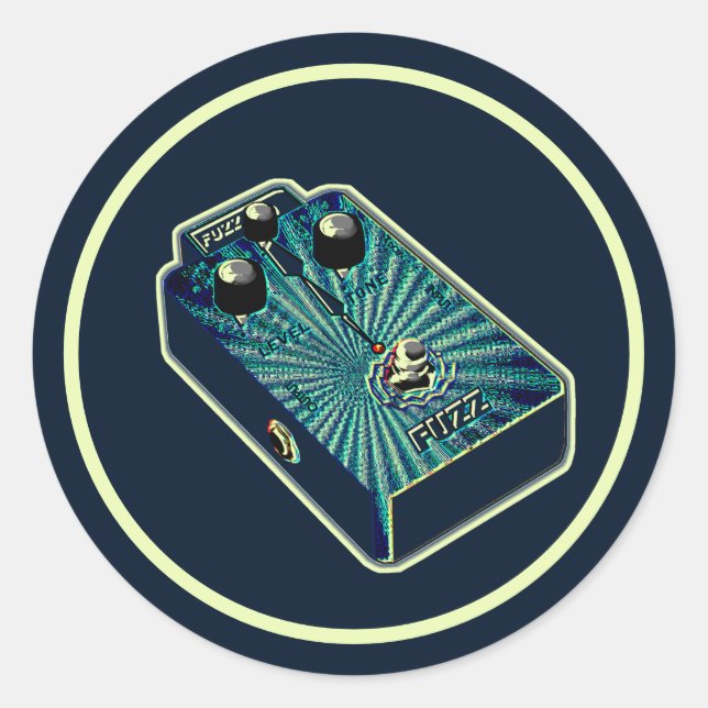 Aqua blue Fuzz Classic Round Sticker (Front)