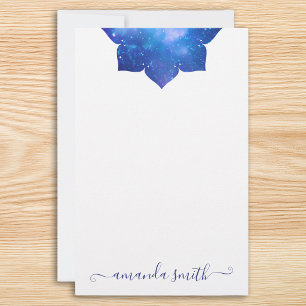 Aqua Blue Galactic Mandala Stationery