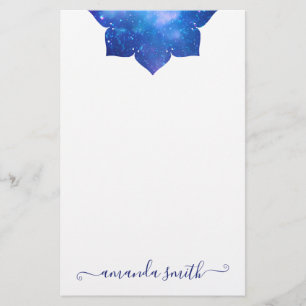 Aqua Blue Galactic Mandala Stationery