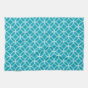 Aqua Blue Geometric Kitchen Towels