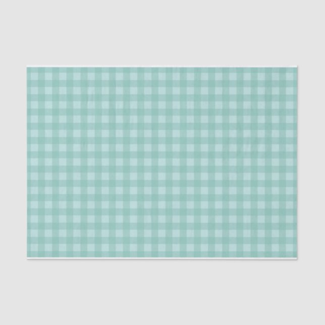 Aqua Blue Gingham Checks tissue paper (Front)