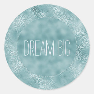 Aqua Blue Glam Leopard Print Classic Round Sticker