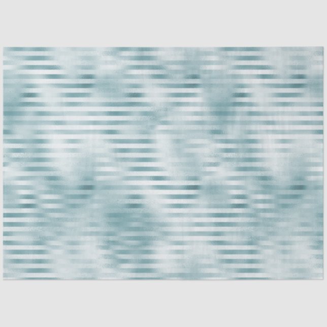 Aqua Blue Glam Stripes Tissue Paper (Front)