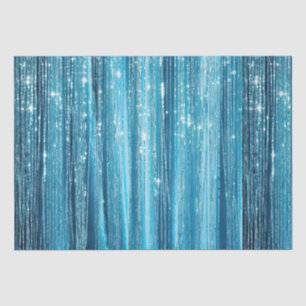 Aqua Blue Glam Tinsel Stripes Tissue Paper