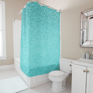 Aqua Blue Glitter Sparkle Girly Glam Mermaid Shower Curtain