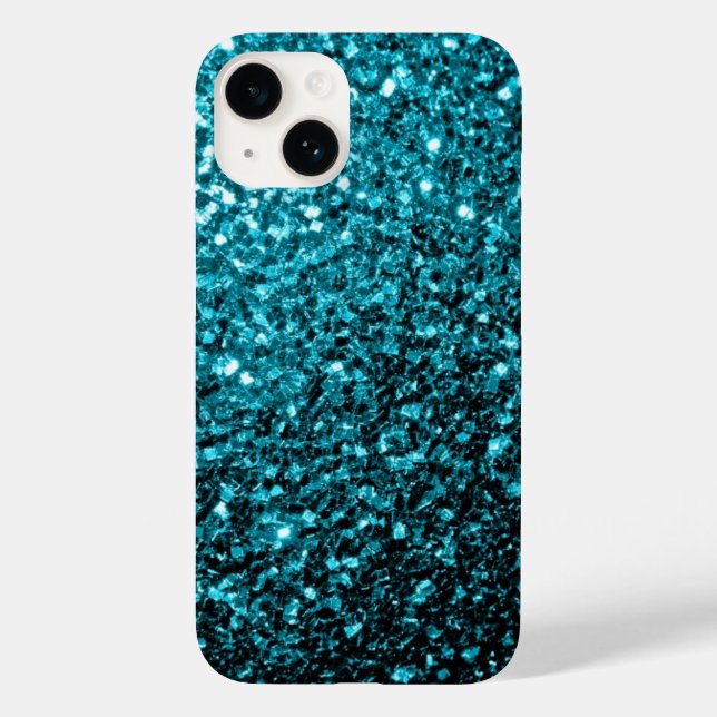Aqua blue glitter sparkles Case-Mate iPhone case (Back)