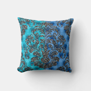 Aqua/Blue Glitter Two Tone Satin Pillow