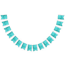 Aqua Blue Glitter with White Details