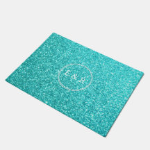 Aqua Blue Glitter with White Details