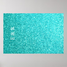 Aqua Blue Glitter with White Details