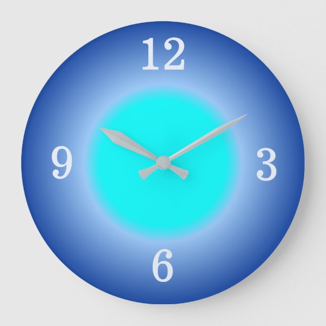 Aqua Blue Glow Effects Wall Clock (Front)