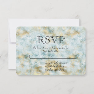 Aqua Blue Gold Abstract RSVP Card