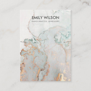 AQUA BLUE GOLD AGATE MARBLE NECKLACE DISPLAY CARD