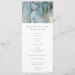 AQUA BLUE GOLD AGATE WEDDING CEREMONY PROGRAM