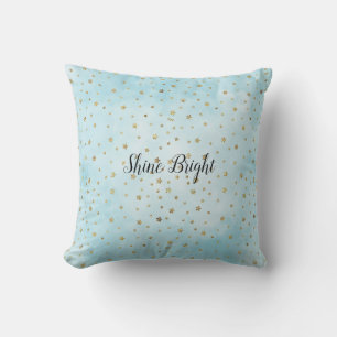 Aqua Blue Gold Stars Cushion