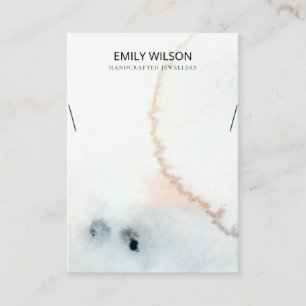 AQUA BLUE GOLD WATERCOLOR BRUSH NECKLACE DISPLAY BUSINESS CARD
