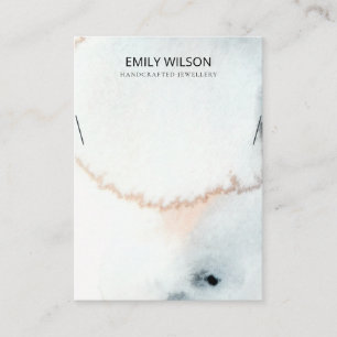 AQUA BLUE GOLD WATERCOLOR BRUSH NECKLACE DISPLAY BUSINESS CARD