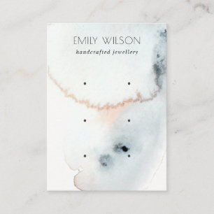 AQUA BLUE GOLD WATERCOLOR WAVES 3 EARNING BUSINESS CARD