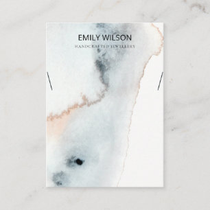 AQUA BLUE GOLD WATERCOLOR WAVES NECKLACE DISPLAY BUSINESS CARD