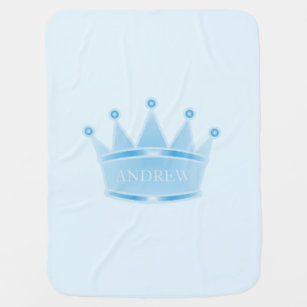 Aqua Blue Gradient Crown Baby Boy Personalised Baby Blanket