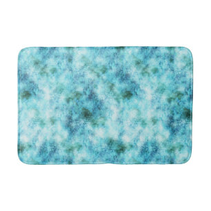 Aqua Blue Green Abstract Bath Mat