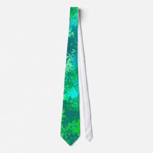Aqua Blue Green Abstract Tie