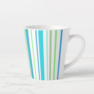 Aqua Blue Green Beach Colour Stripes Latte Mug