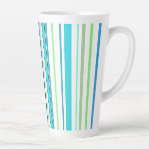 Aqua Blue Green Beach Colour Stripes Latte Mug