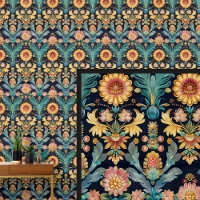 Aqua Blue Green Gold Art Nouveau 