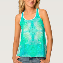 Aqua Blue Green Mermaid Mosaic Pattern  