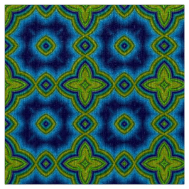 Aqua blue & green Moroccan geometric pattern Fabric (Swatch)
