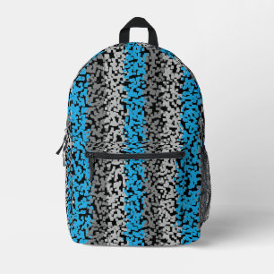 Aqua blue grey black digital pixelated stripes printed backpack