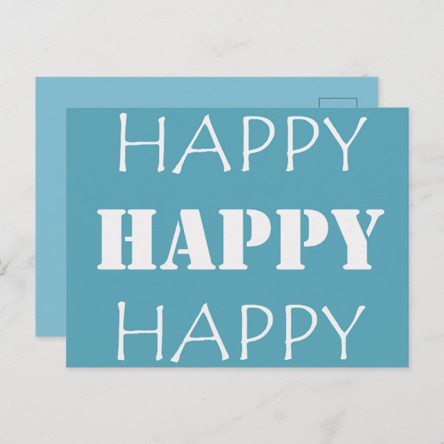 Aqua Blue Happy Happy  Postcard (Front/Back)
