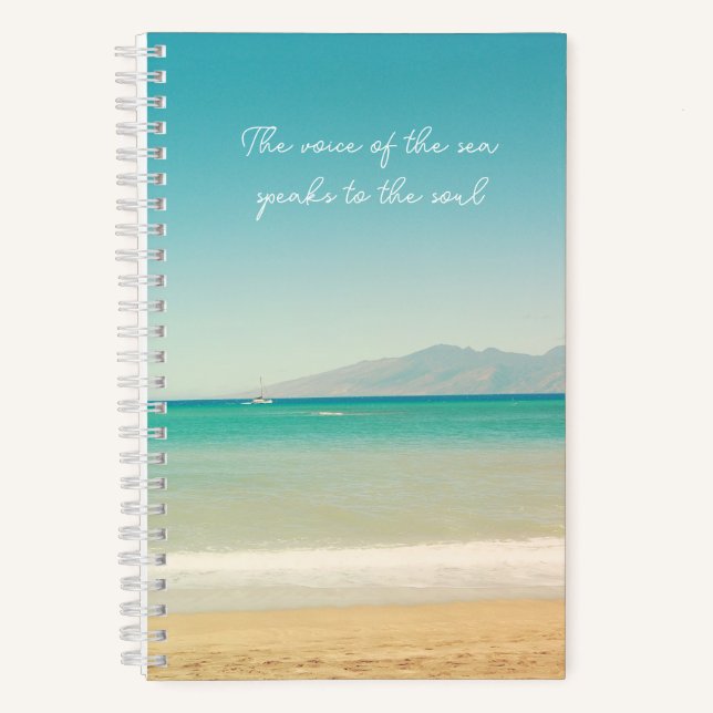 Aqua Blue Hawaiian Ocean Photo Spiral Notebook (Front)