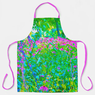 Aqua Blue Impressionistic Garden Landscape Apron