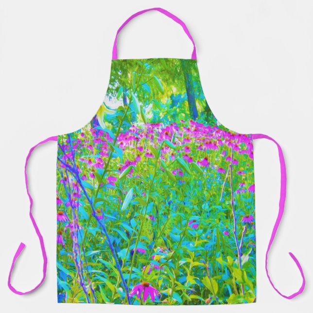 Aqua Blue Impressionistic Garden Landscape Apron (Front)