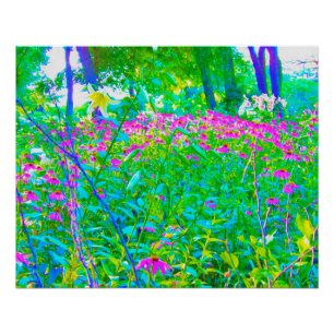 Aqua Blue Impressionistic Garden Landscape Poster