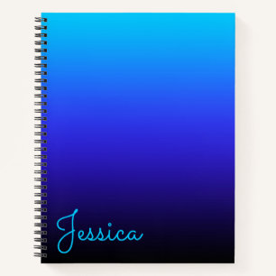 Aqua Blue Indigo and Black Ombre Notebook