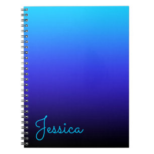 Aqua Blue Indigo and Black Ombre Notebook