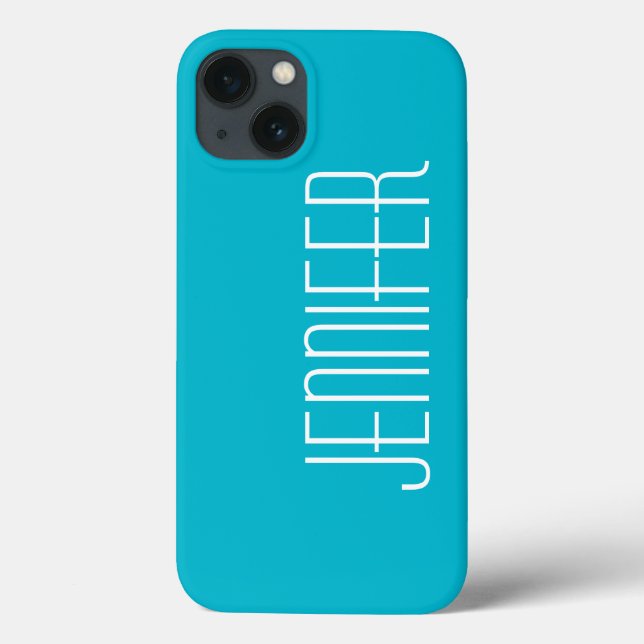 Aqua Blue, Jumbo Name, Minimalist Simple Case-Mate iPhone Case (Back)