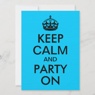 Aqua Blue Keep Calm and Carry On Invitation