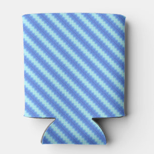 Aqua Blue Knit Crochet Stripe Texture Pattern Can Cooler