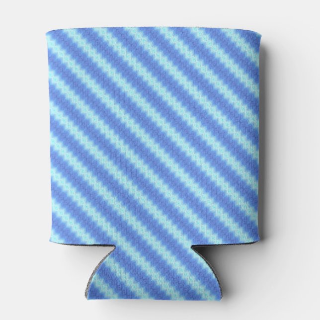 Aqua Blue Knit Crochet Stripe Texture Pattern Can Cooler (Back)