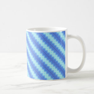 Aqua Blue Knit Crochet Stripe Texture Pattern Coffee Mug