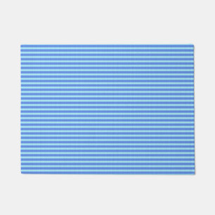 Aqua Blue Knit Crochet Stripe Texture Pattern Doormat